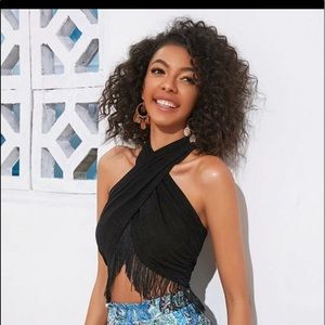 Black Halter neck top